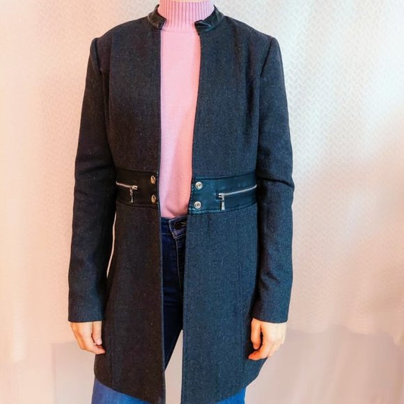 Dark Gray Wool-Blend Coat - Picture 2 of 14